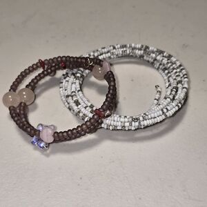 Lot of 2 Coiled Seed Bead Bracelets